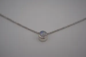 Moonstone Bezel Setting Silver Pendant Necklace