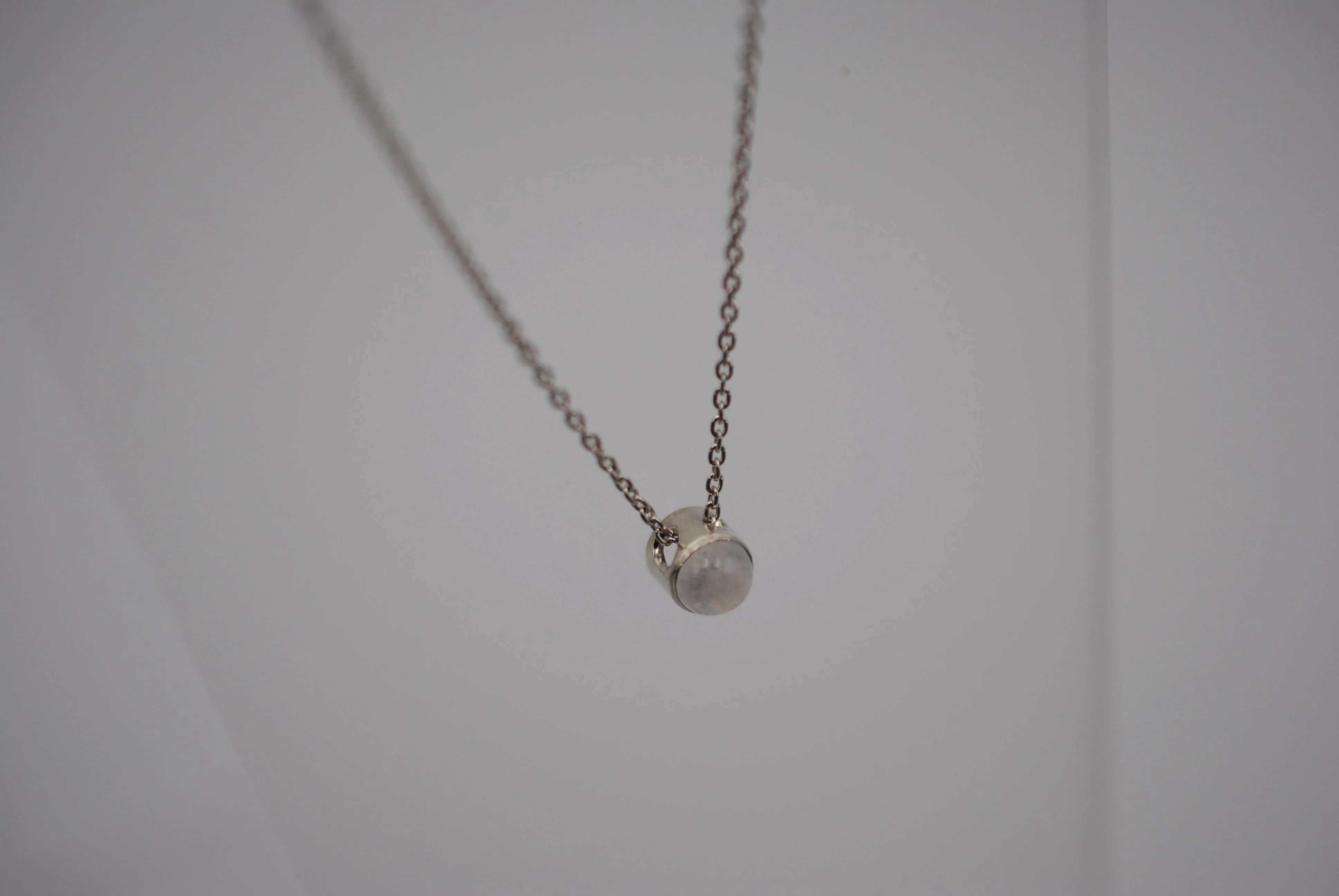 Moonstone Bezel Setting Silver Pendant Necklace
