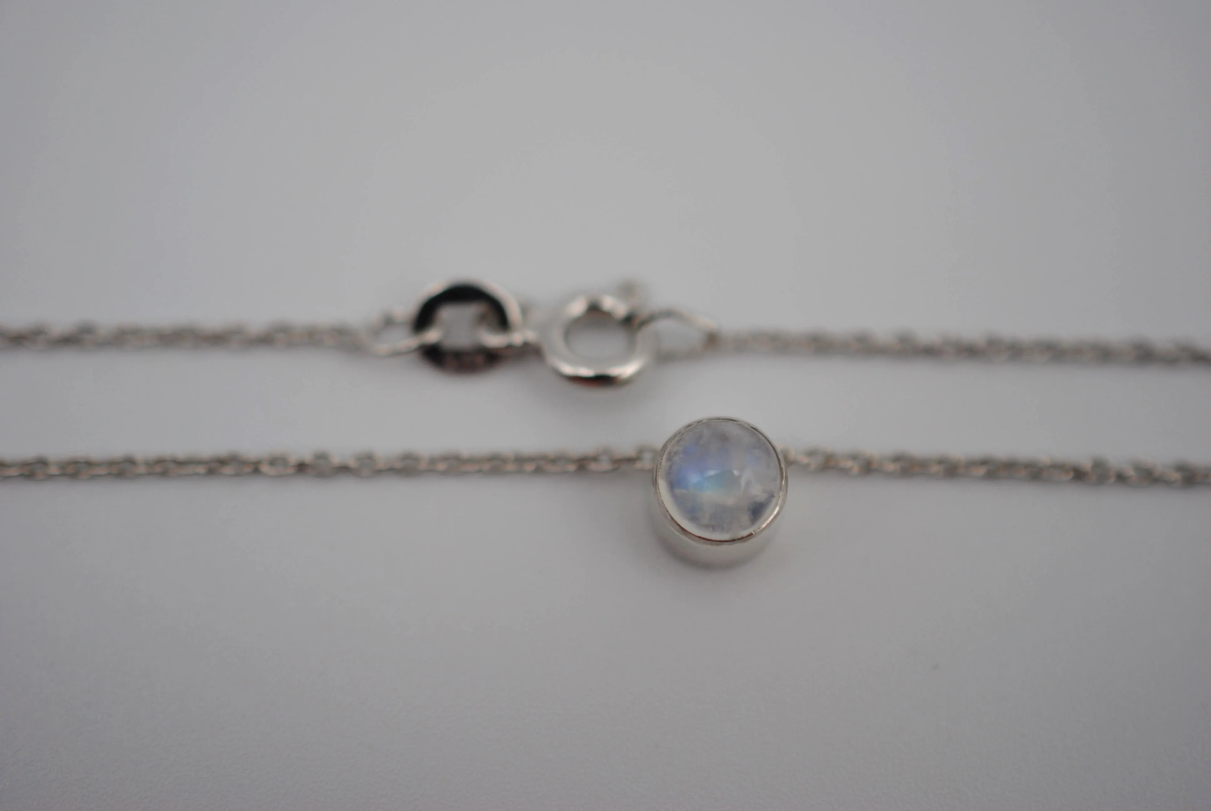 Moonstone Bezel Setting Silver Pendant Necklace