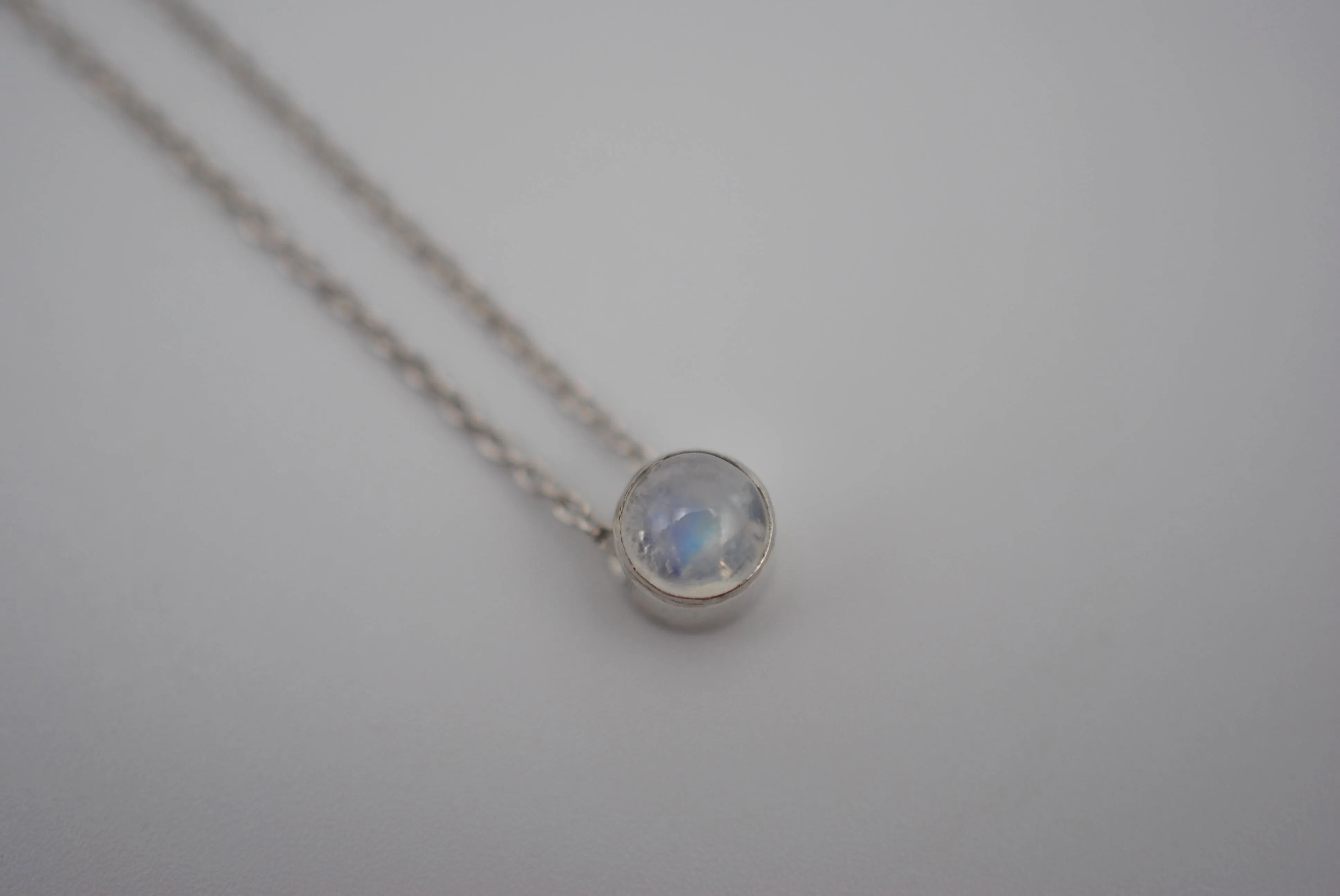Moonstone Bezel Setting Silver Pendant Necklace