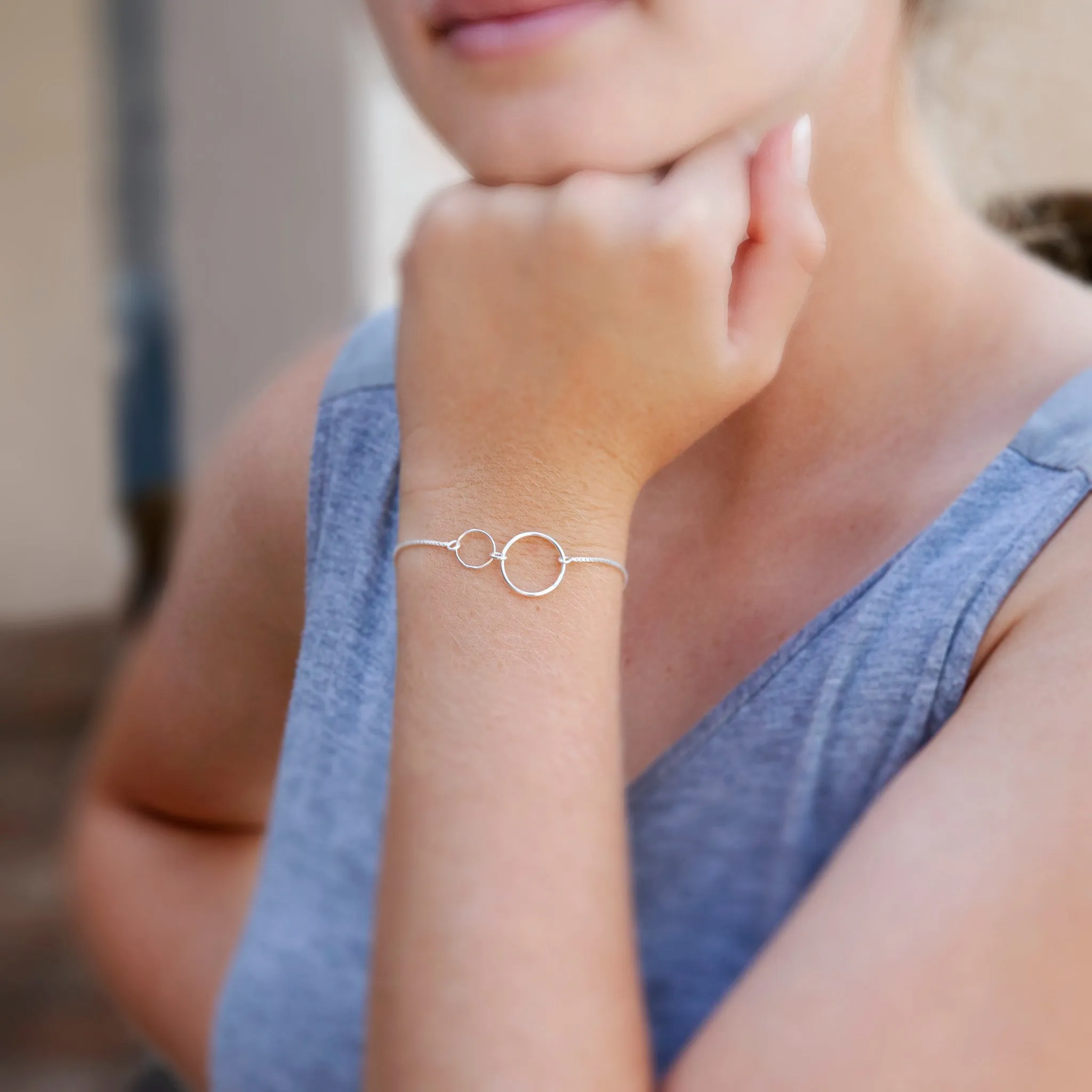“Mother Daughter” Sterling Silver Bolo Bracelet on Personalized Jewelry Card