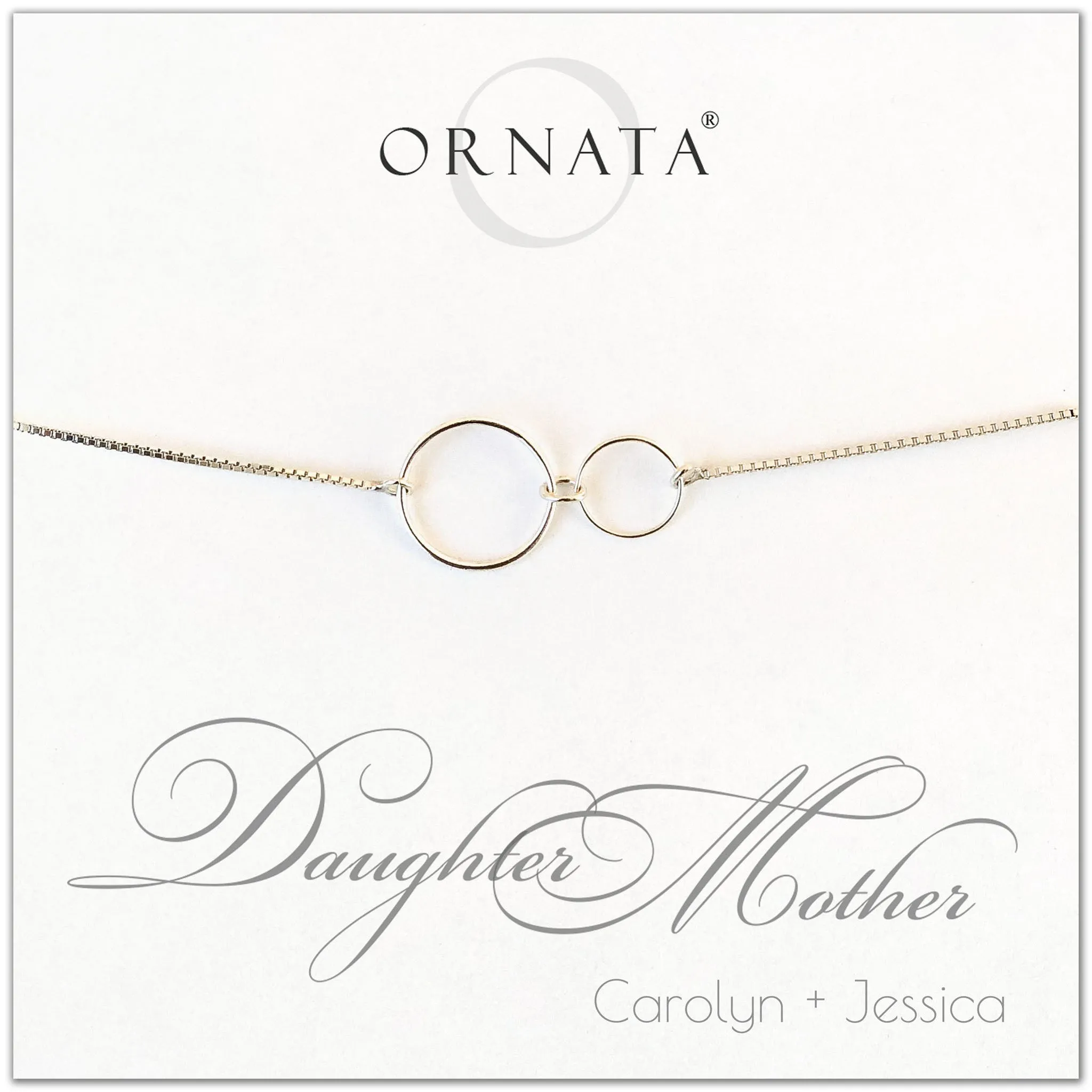 “Mother Daughter” Sterling Silver Bolo Bracelet on Personalized Jewelry Card