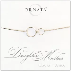 “Mother Daughter” Sterling Silver Bolo Bracelet on Personalized Jewelry Card