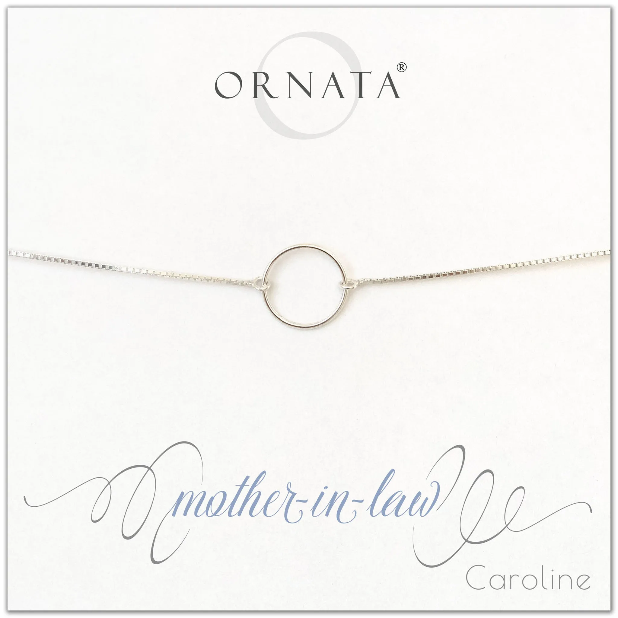 “Mother-In-Law” Sterling Silver Bolo Bracelet on Personalized Jewelry Card