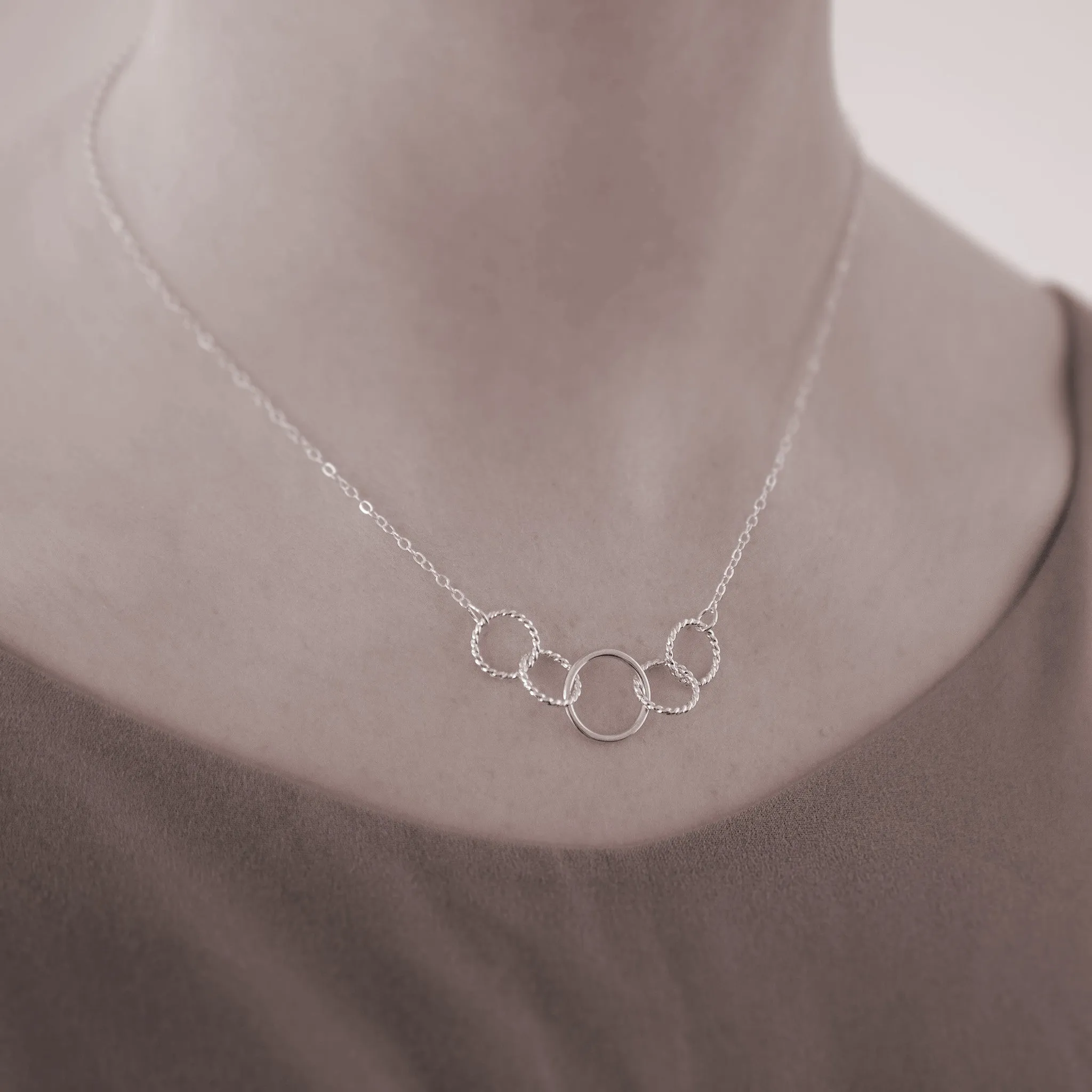 “Mother of Four” Sterling Silver Necklace | One Adult & Four Children