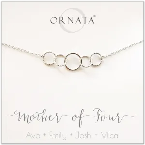 “Mother of Four” Sterling Silver Necklace | One Adult & Four Children