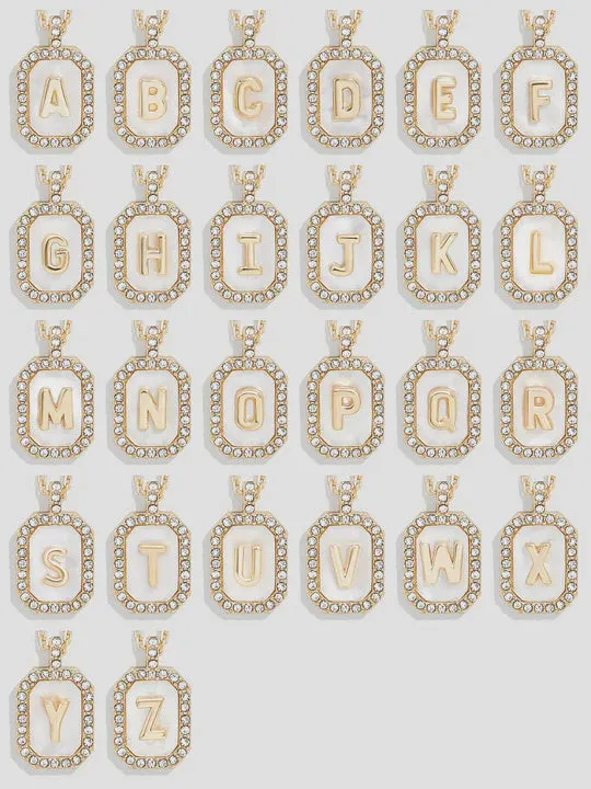 MOTHER OF PEARL INITIAL NECKLACE