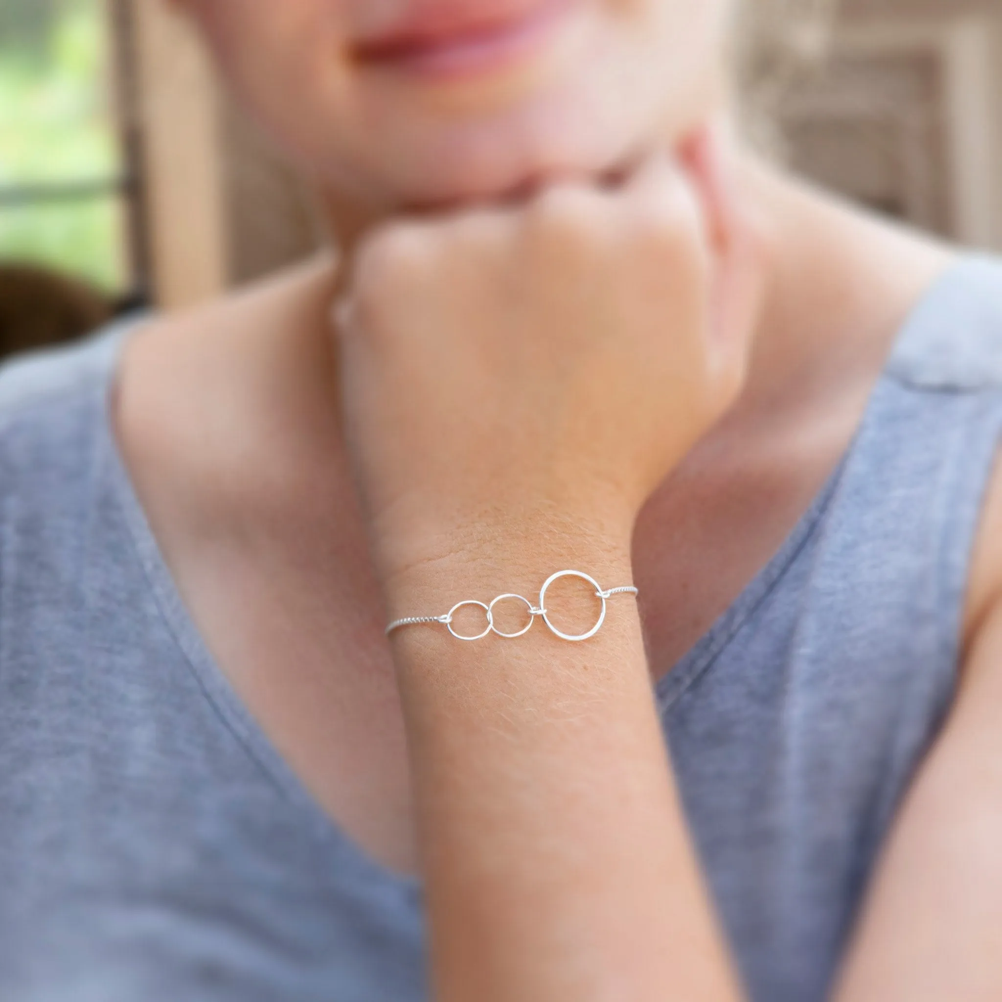 “Mother of Two” Sterling Silver Bolo Bracelet on Personalized Jewelry Card
