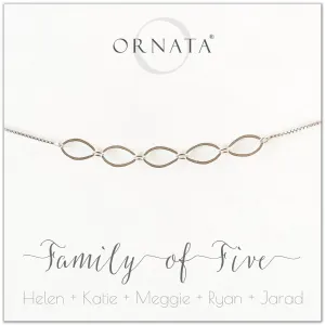 Mother's Day Jewelry - Family of Five Sterling Silver Bracelet - Personalized