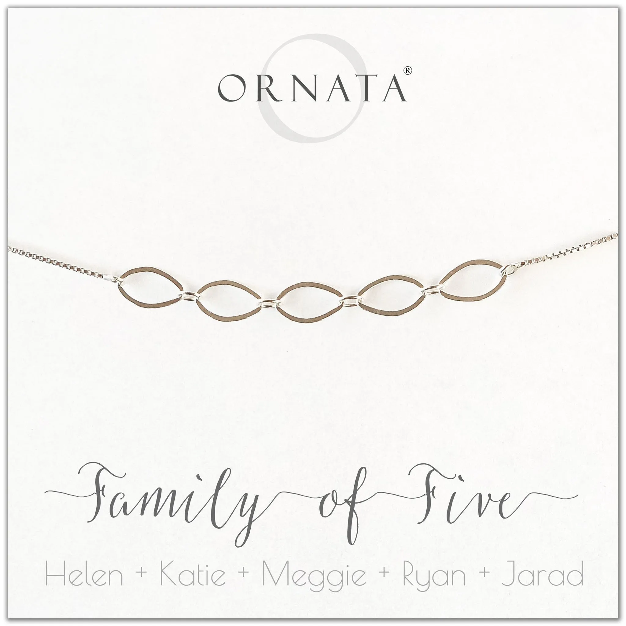 Mother's Day Jewelry - Family of Five Sterling Silver Bracelet - Personalized