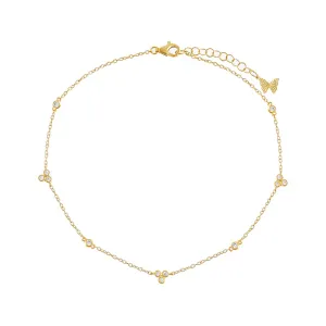 Multi Bezel CZ Trio Cluster Anklet