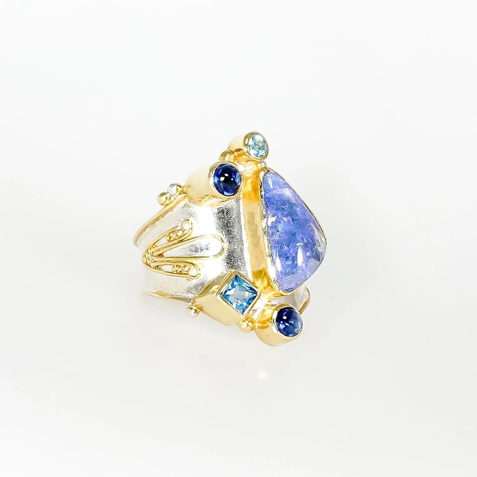 Multi Blue Gemstone Ring