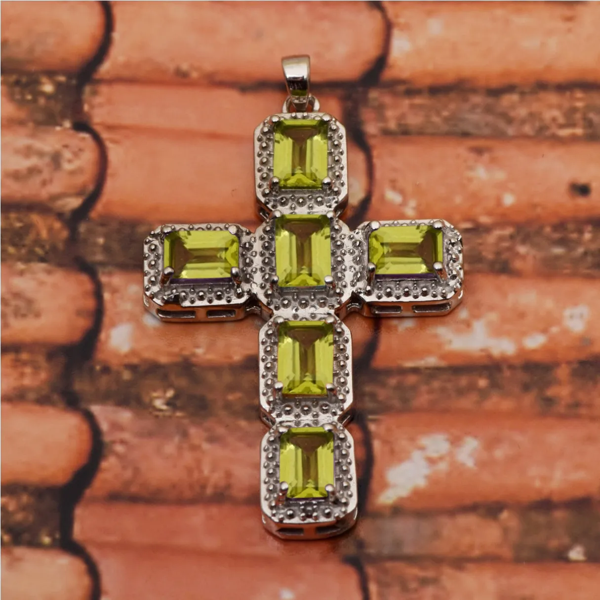 Multi Gemstone Religious Cross Pendant