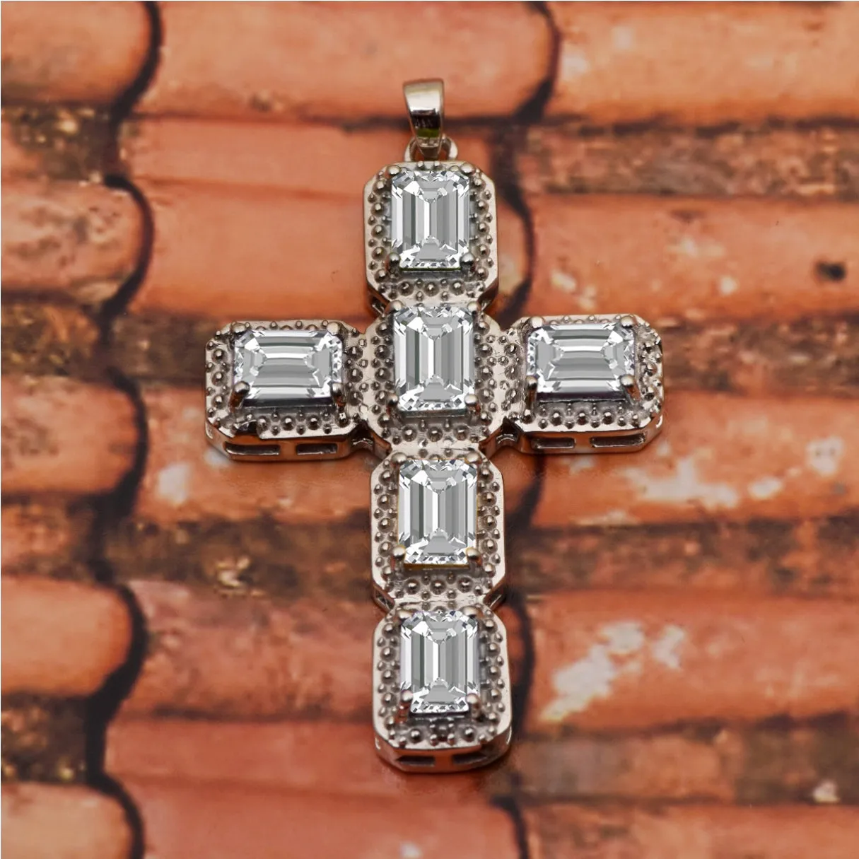 Multi Gemstone Religious Cross Pendant