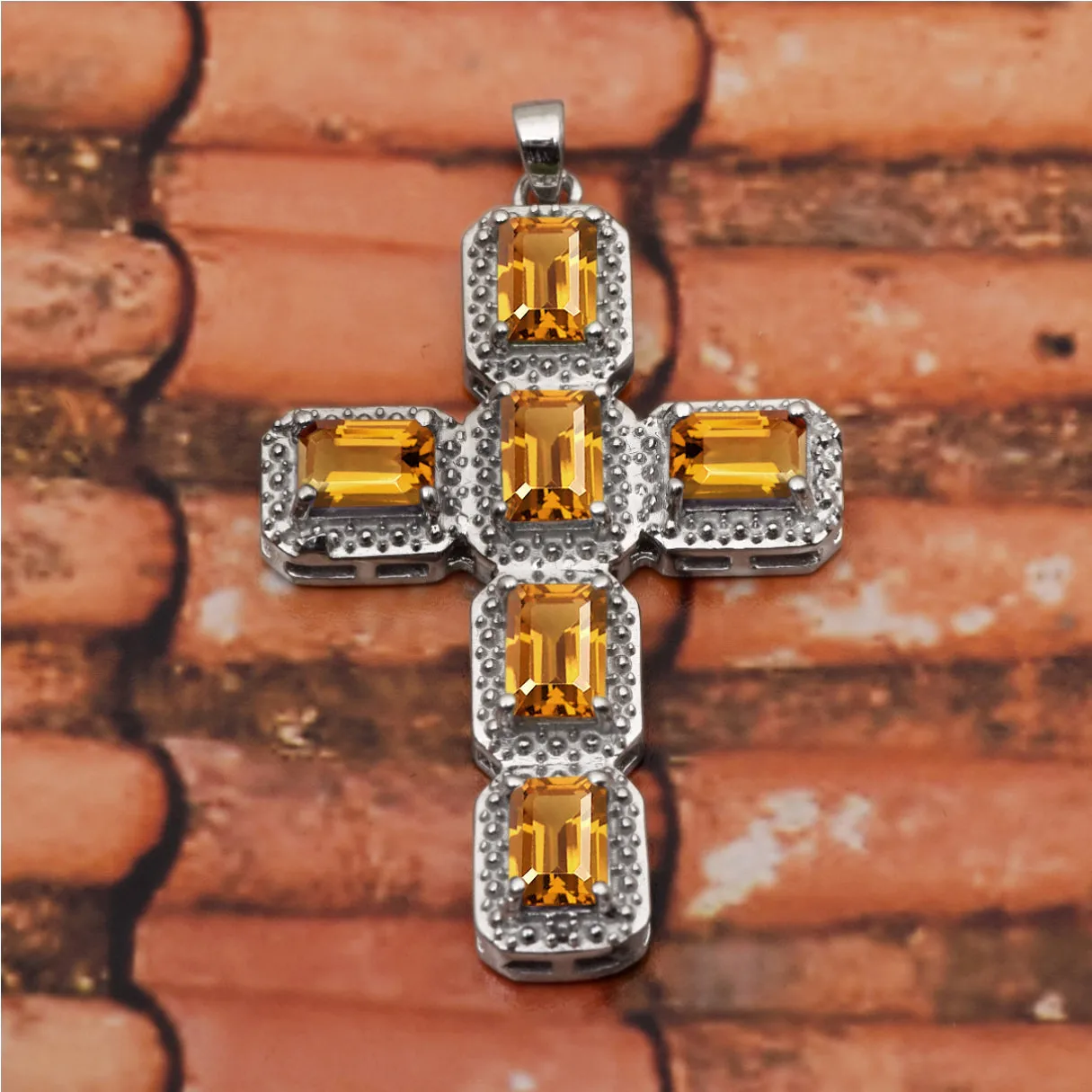 Multi Gemstone Religious Cross Pendant