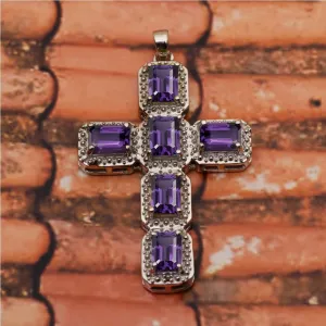 Multi Gemstone Religious Cross Pendant