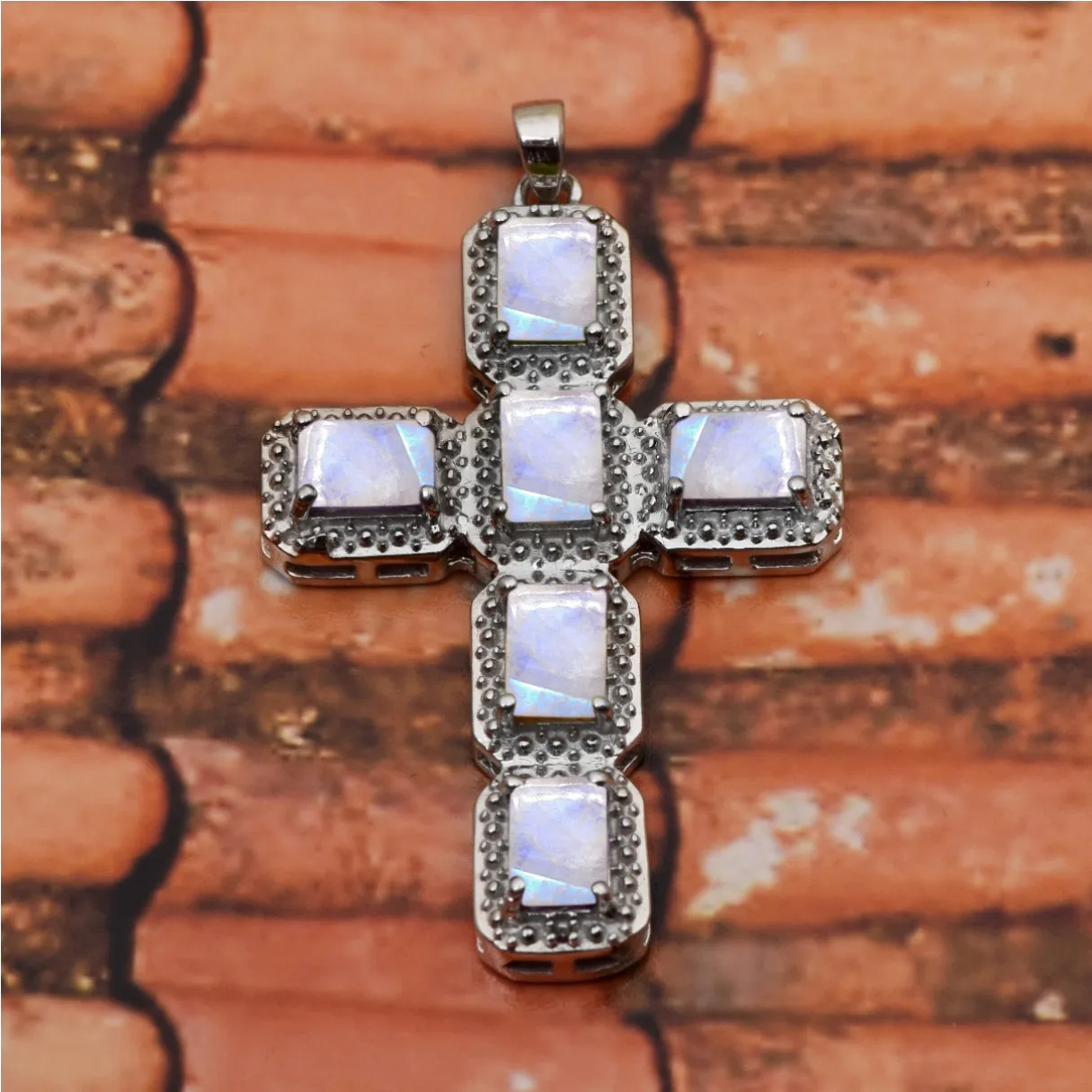Multi Gemstone Religious Cross Pendant