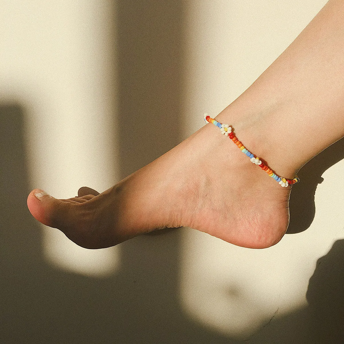 Multicolor Floral Beaded Anklet