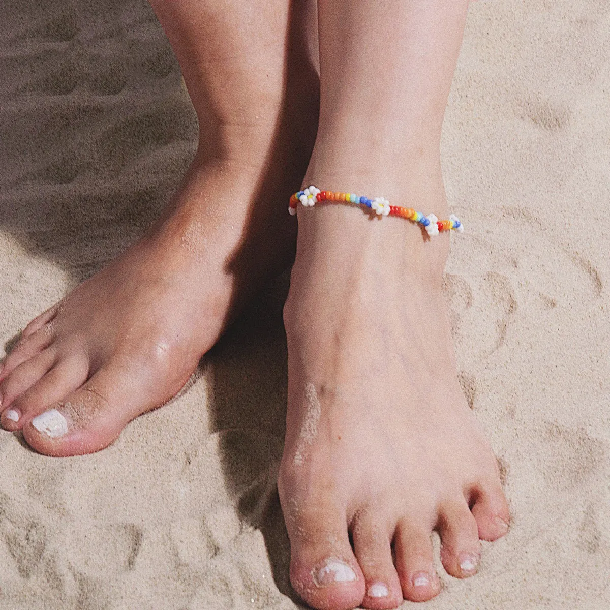 Multicolor Floral Beaded Anklet