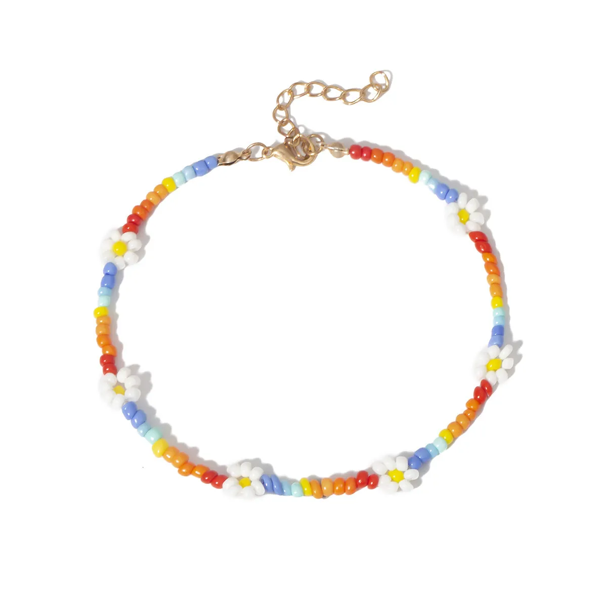 Multicolor Floral Beaded Anklet
