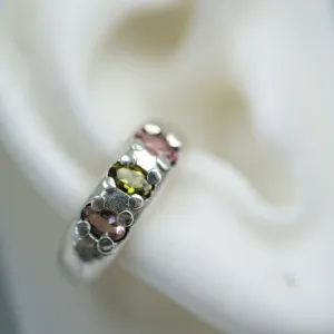 Multicolor tourmaline ear cuff in silver