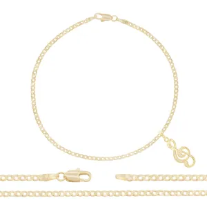 Music Note Pendant 14K Gold Filled Cubic Zirconia Anklet 10" Set 2.5 mm Women Jewelry