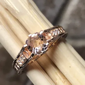 Natural 1ct Peach Morganite 14k Rose Gold Over Sterling Silver Engagement Ring Size 5, 6, 7, 8, 9