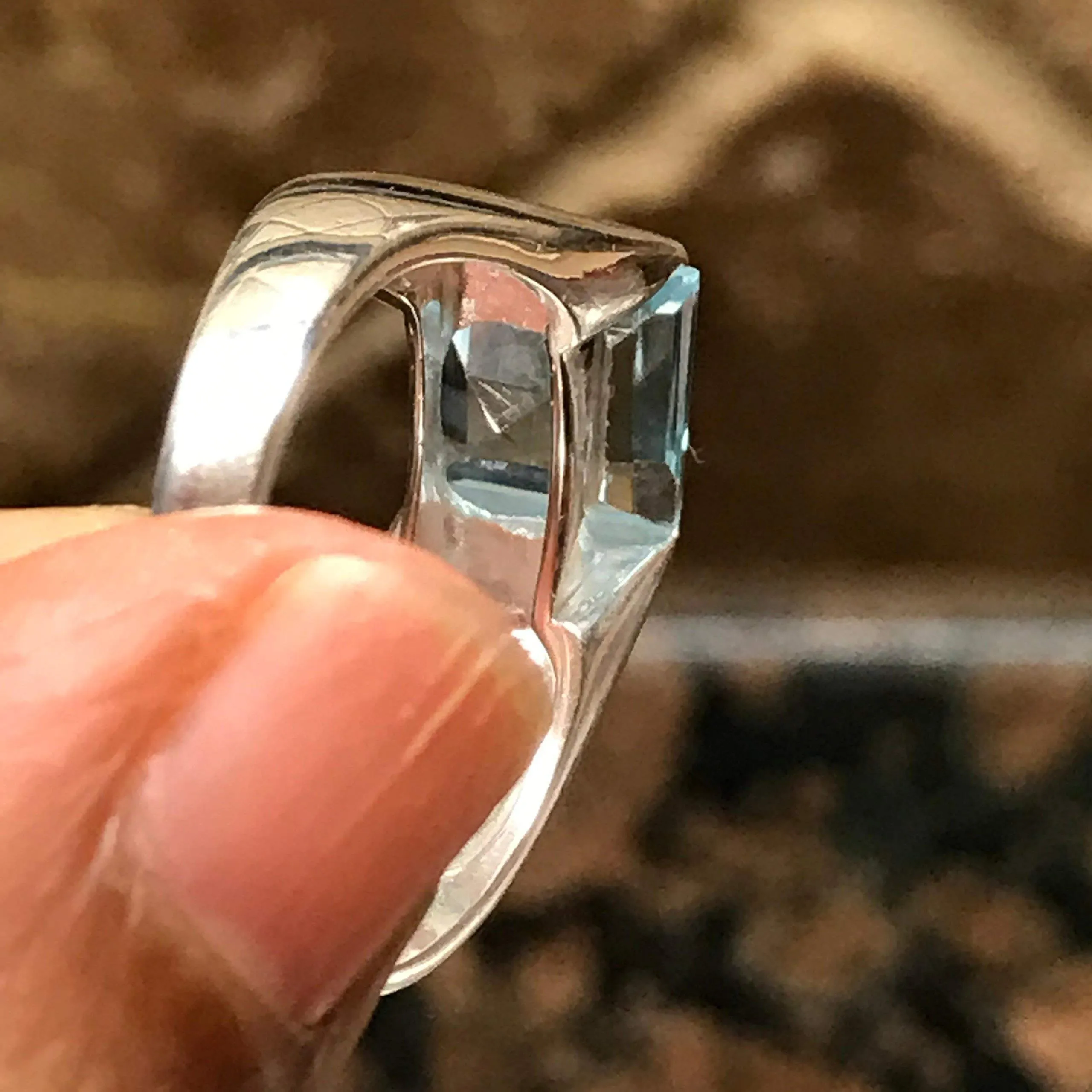 Natural 2ct Blue Topaz 925 Solid Sterling Silver Men's Ring Size 7, 8, 9, 10, 11, 12, 13