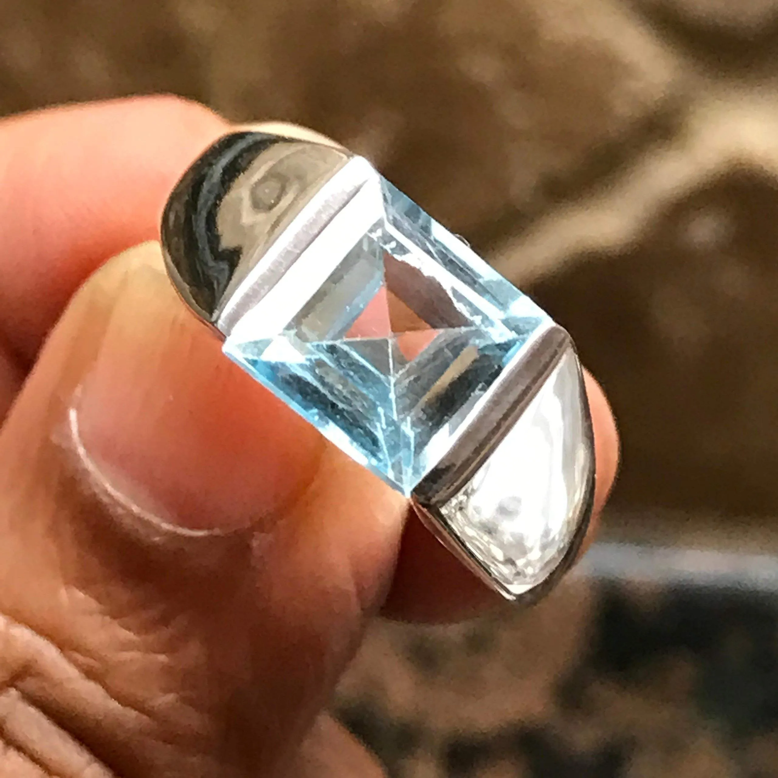 Natural 2ct Blue Topaz 925 Solid Sterling Silver Men's Ring Size 7, 8, 9, 10, 11, 12, 13