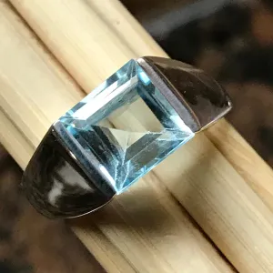 Natural 2ct Blue Topaz 925 Solid Sterling Silver Men's Ring Size 7, 8, 9, 10, 11, 12, 13