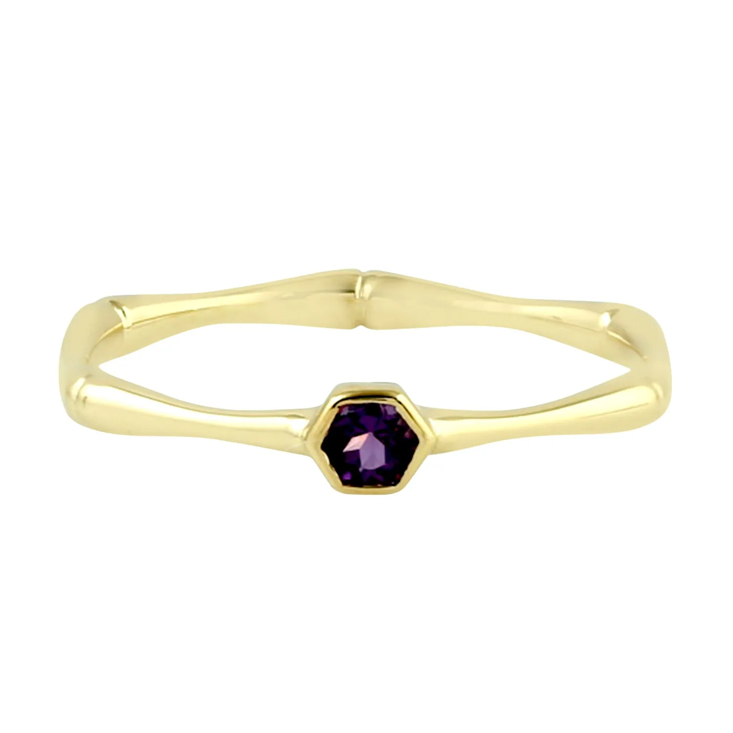 Natural Amethyst Band Ring 14k Yellow Gold Jewelry February Birthstone Jewelry