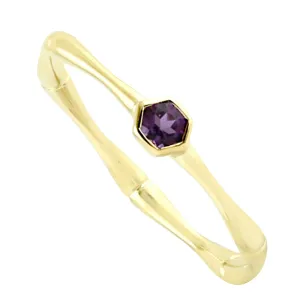 Natural Amethyst Band Ring 14k Yellow Gold Jewelry February Birthstone Jewelry