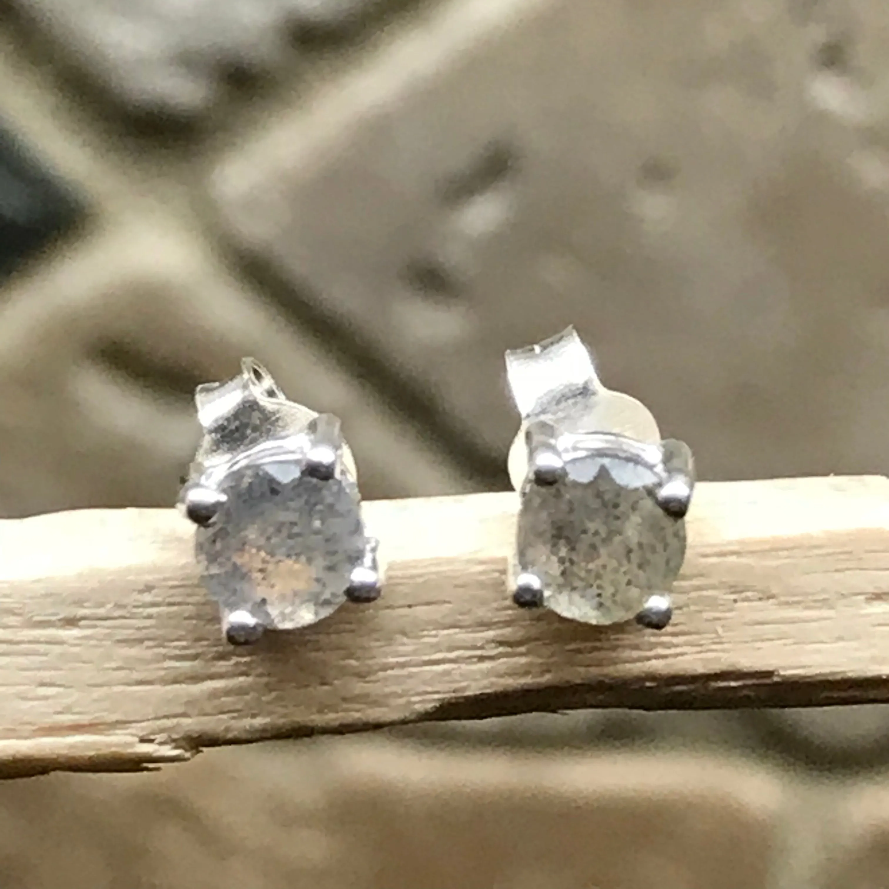 Natural Blue Labradorite 925 Sterling Silver Earrings 4mm