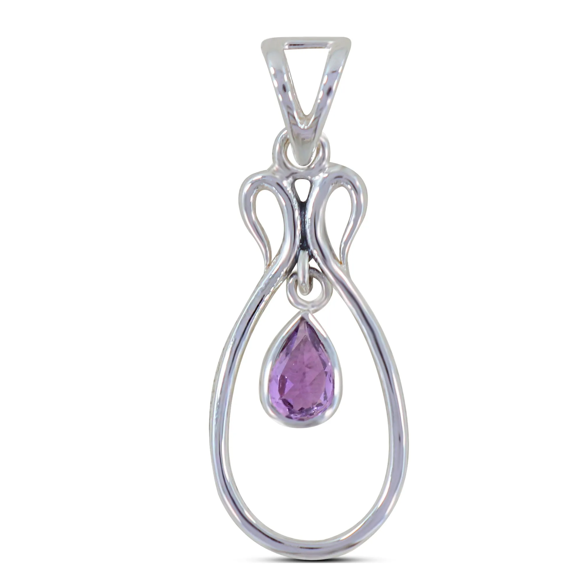 Natural Garnet Gemstone Silver Pendant