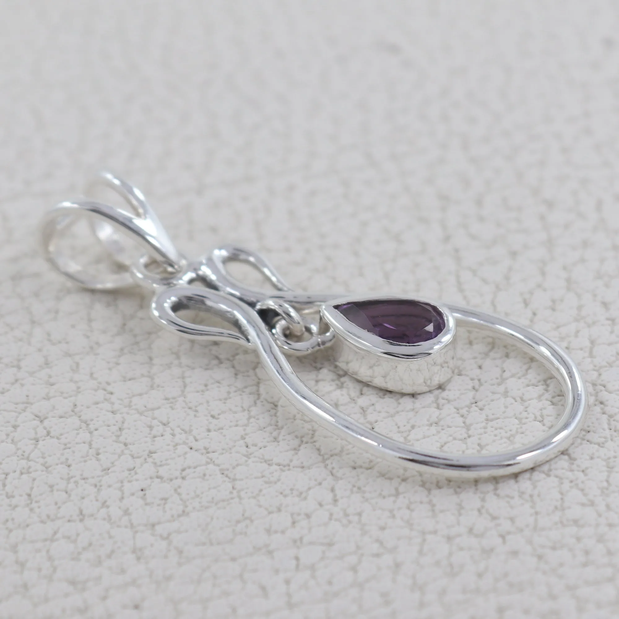 Natural Garnet Gemstone Silver Pendant
