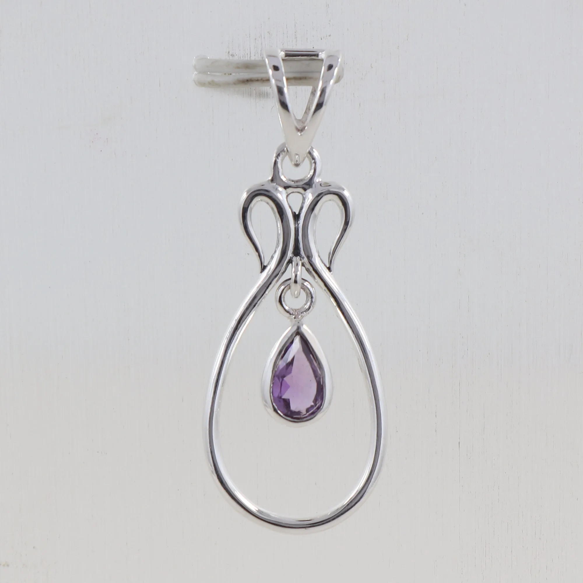 Natural Garnet Gemstone Silver Pendant