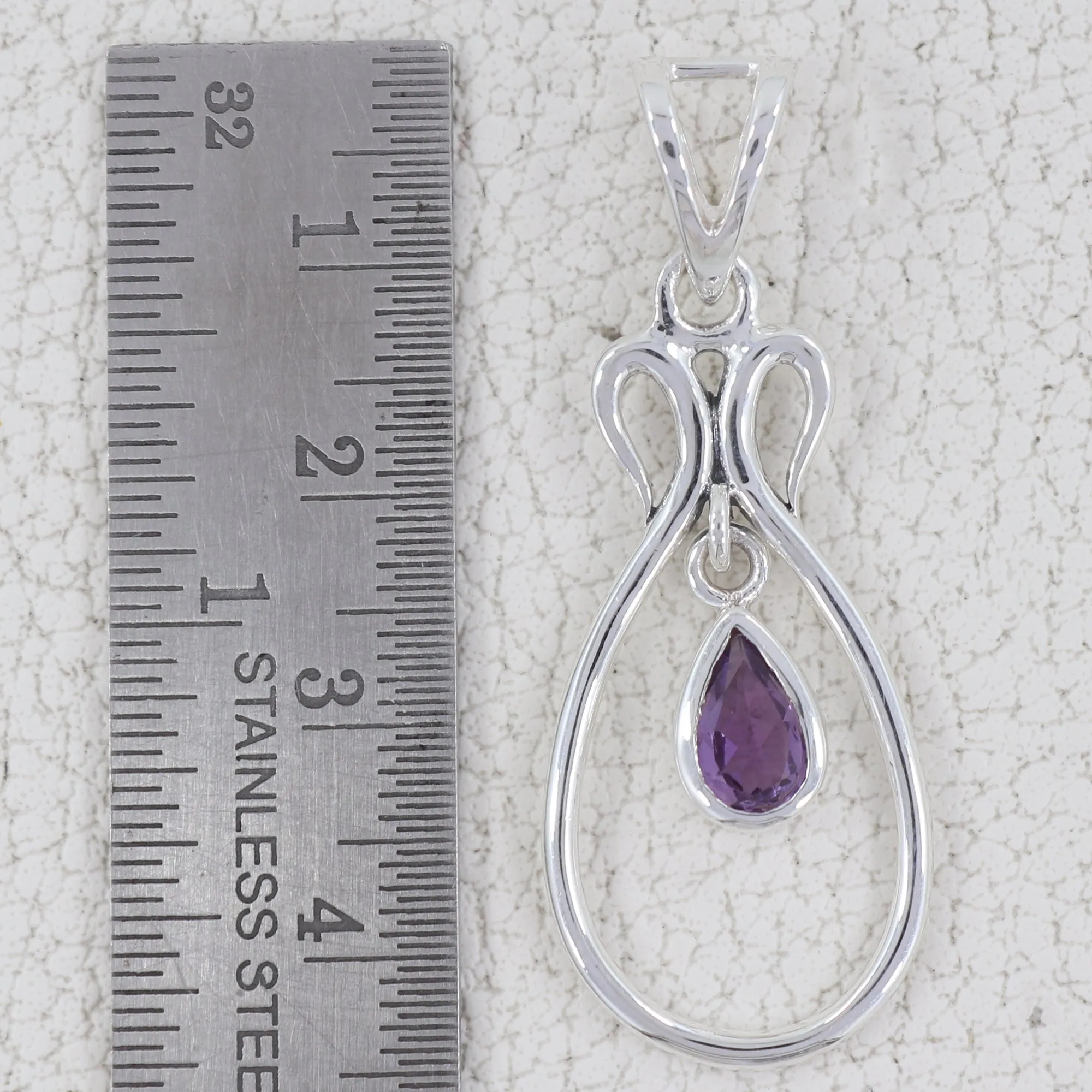 Natural Garnet Gemstone Silver Pendant