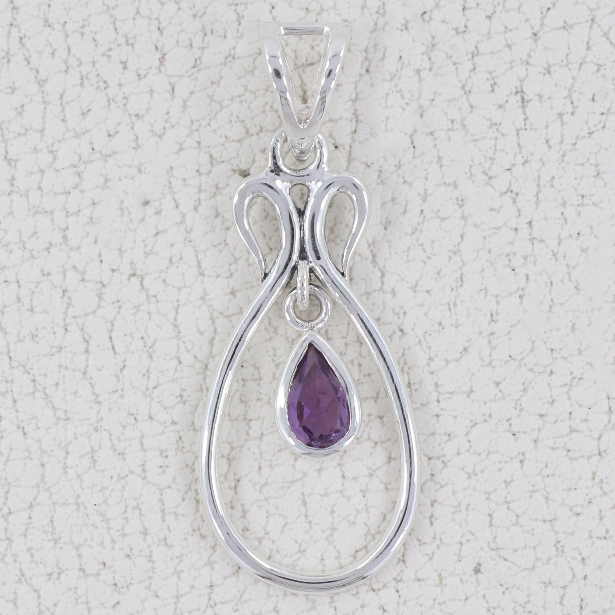 Natural Garnet Gemstone Silver Pendant