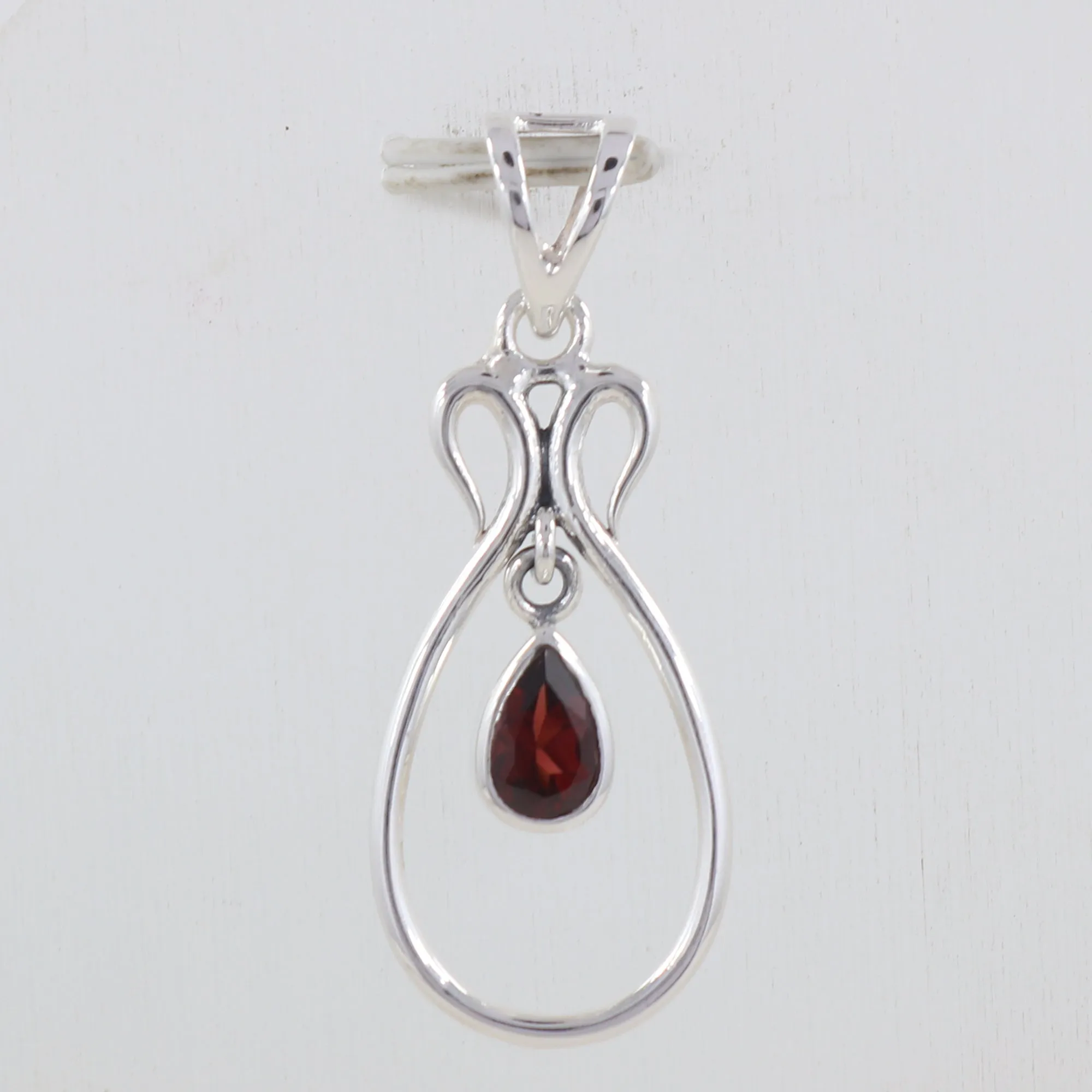Natural Garnet Gemstone Silver Pendant