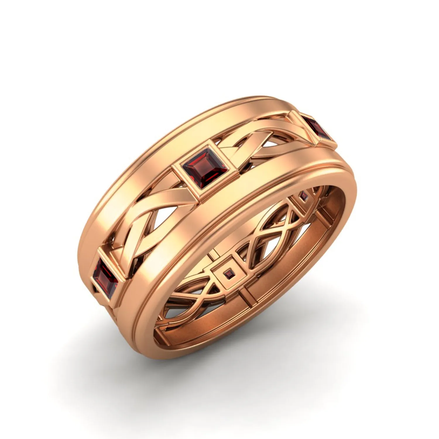 Natural Garnet Promise Ring For Women Antique Bezel Set Wedding Ring