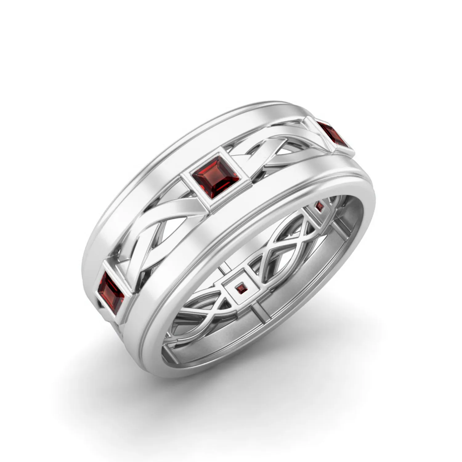 Natural Garnet Promise Ring For Women Antique Bezel Set Wedding Ring