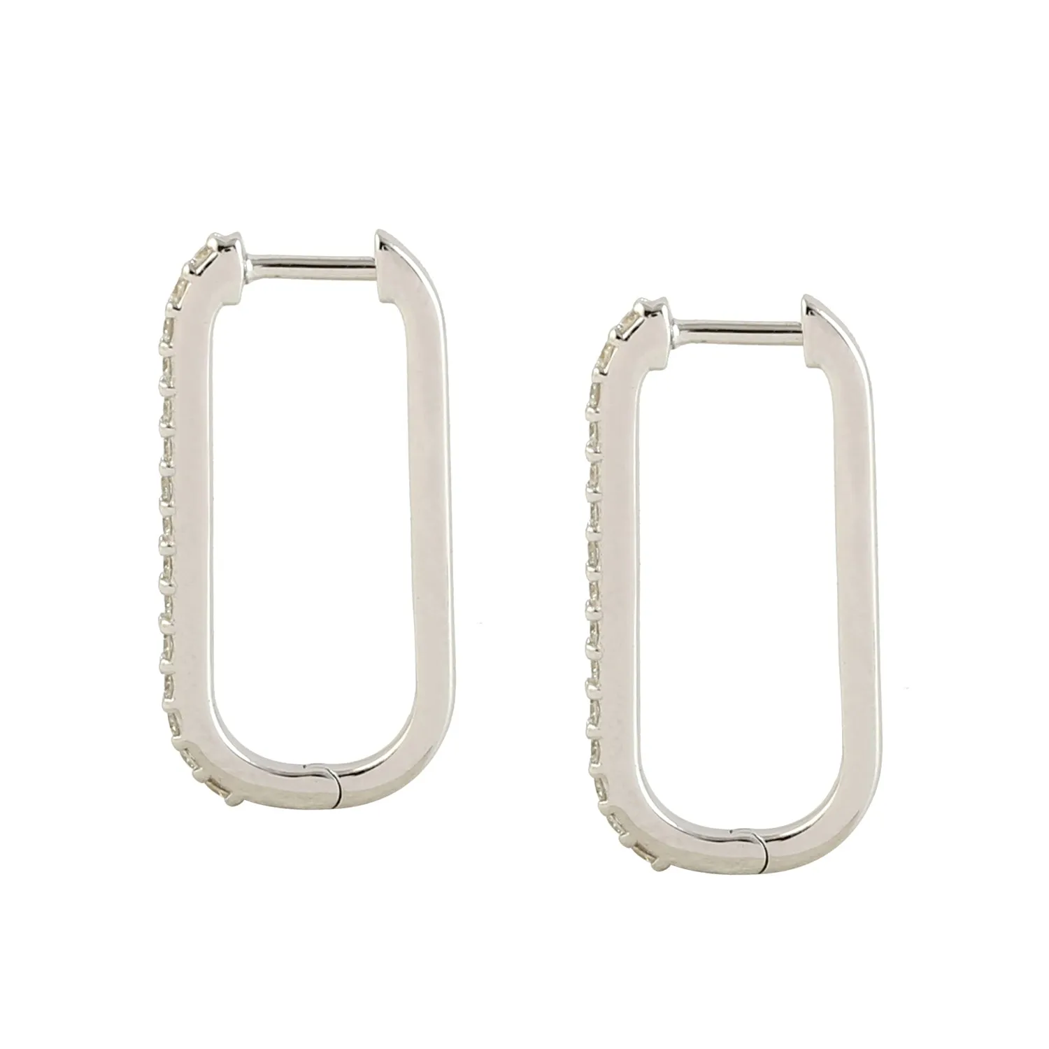 Natural Pave Diamond Dangle Earrings in 14k White Gold