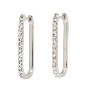 Natural Pave Diamond Dangle Earrings in 14k White Gold