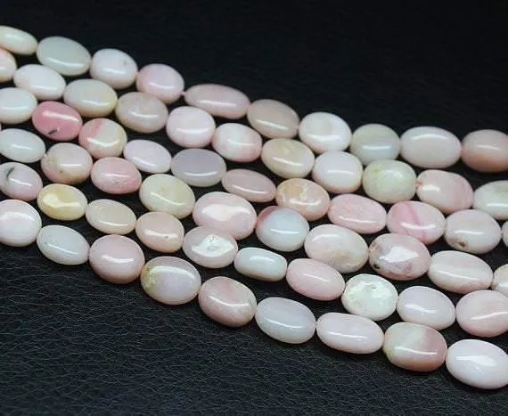 Natural Pink Opal Smooth Oval Beads Necklace Gemstone Jewelry 18" 9mm 14mm