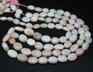 Natural Pink Opal Smooth Oval Beads Necklace Gemstone Jewelry 18" 9mm 14mm