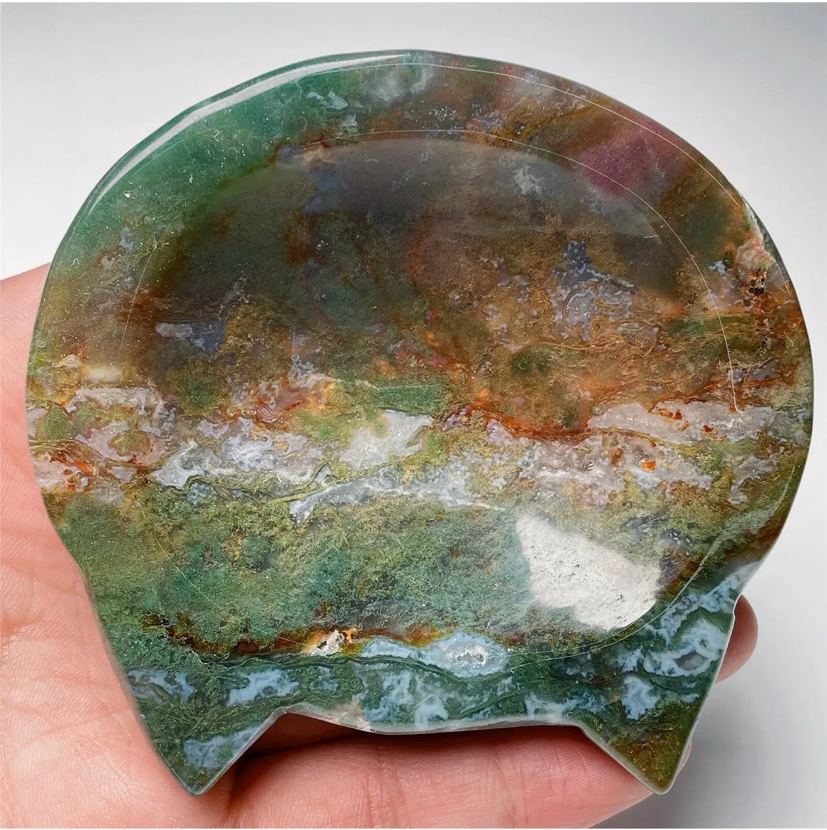 Natural Red Moss Agate Jewelry Dish