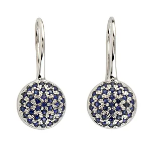 Natural Sapphire Dangle Earrings 10k White Gold Jewelry