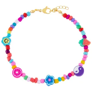 Neon Multi Charm Beaded Anklet