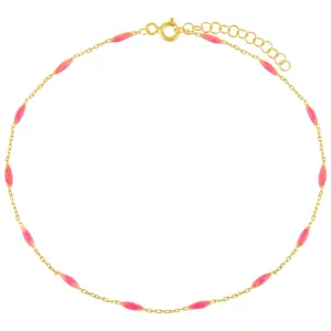 Neon Pink Enamel Bead Anklet