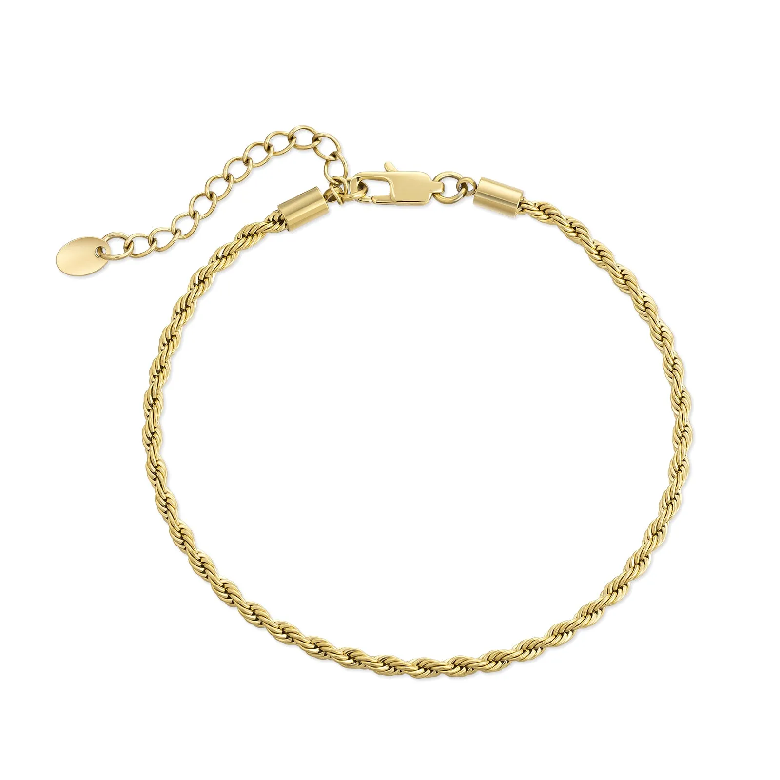 【NEW】18K Gold/White Gold Rope Chain Anklet  Bracelet KRKC